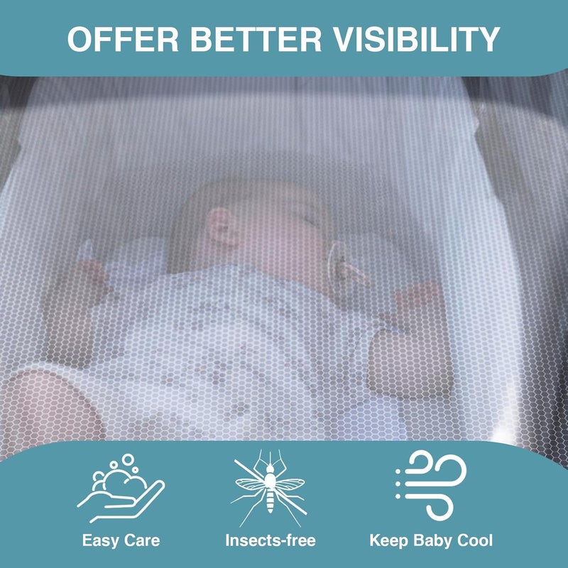 URZGU Baby Mosquito Net for Stroller 2 Pack, Perfect Bug Net for Strollers, Bassinets, Cradles, Playards, Pack N Plays and Portable Mini Crib, Baby Insect Netting Cover, White - Image 5